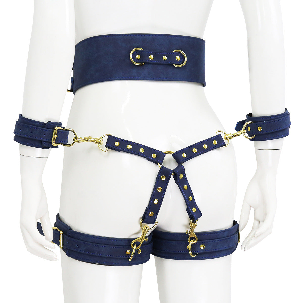 Dominant Elegance Restraint Set – Adjustable Leather & Gold Statement Accessory