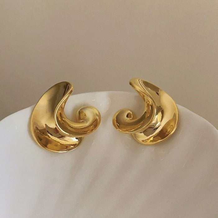 Twisted Harmony: Gold & Silver Asymmetric Spiral Earrings-Fashion Earrings-StylinArts