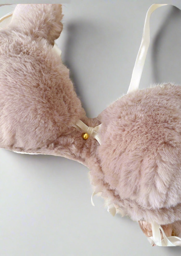 Cute Bunny Face Plush Lingerie Set - StylinArts-Bras and Briefs-StylinArts