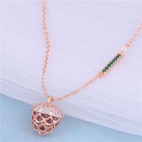Delicate Pine Cone Pendant Korean Fashion Women Alloy Wholesale Necklace - Rose Gold