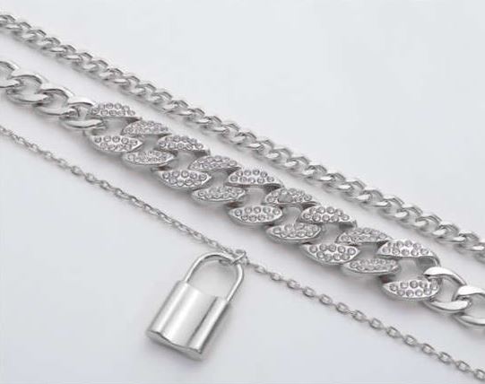 Silver Lock Link Necklace - StylinArt