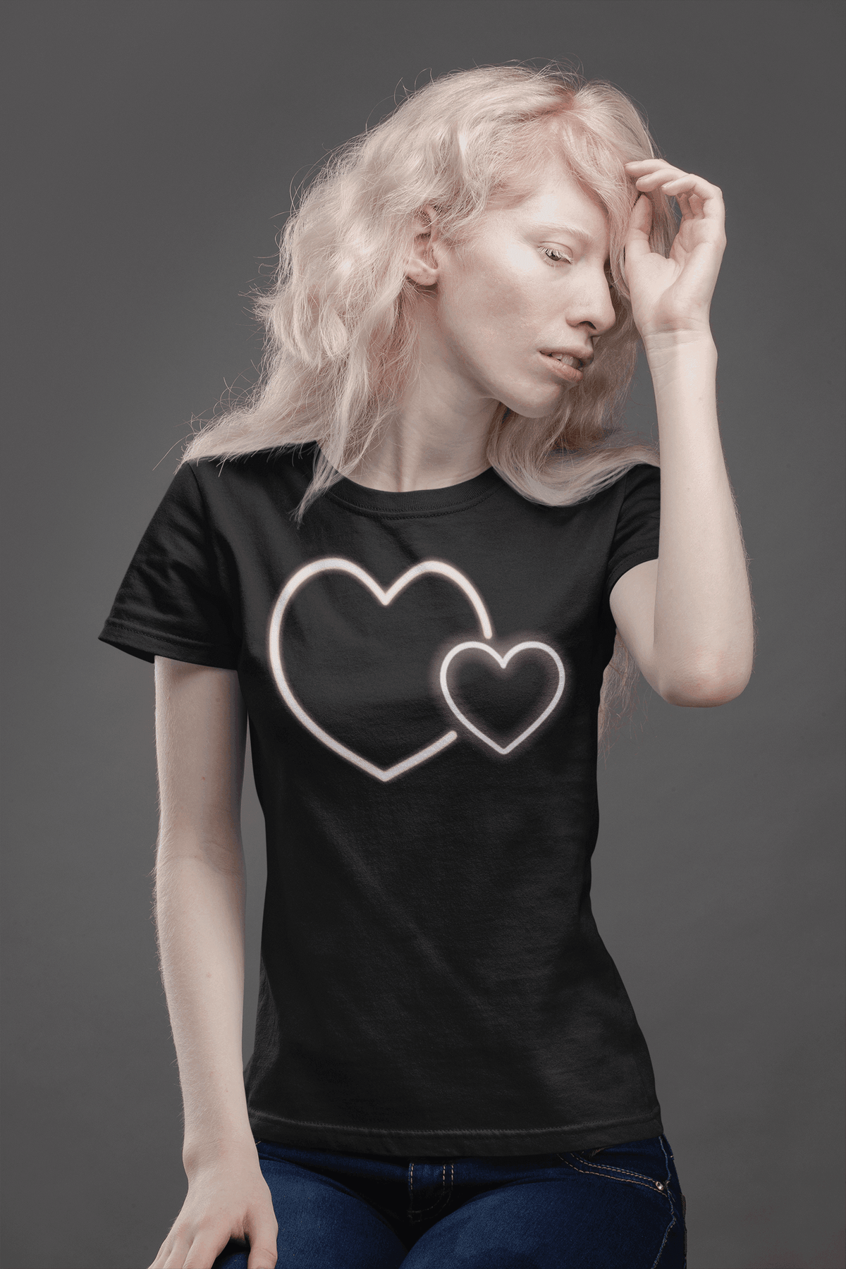 Glowing Heart T-shirt-Regular Fit Tee-StylinArts