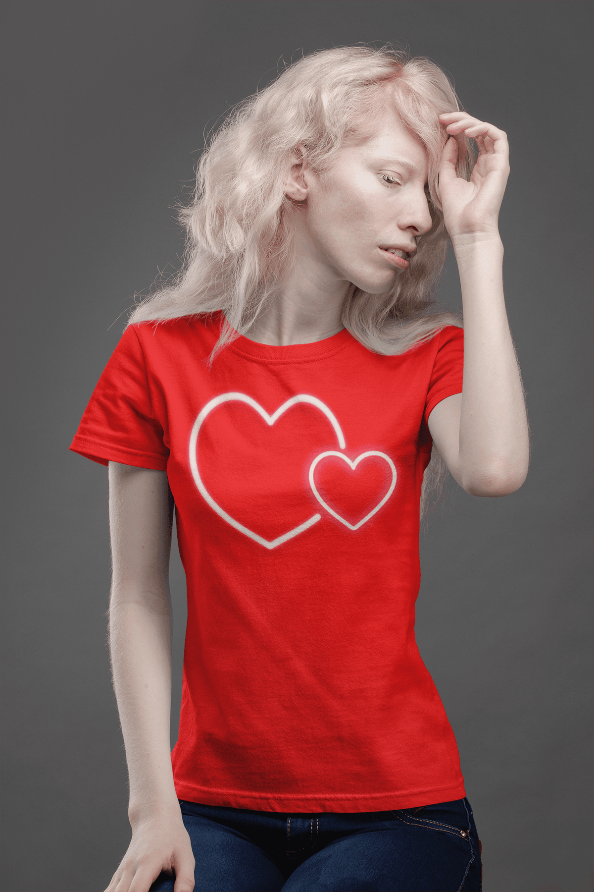 Glowing Heart T-shirt-Regular Fit Tee-StylinArts