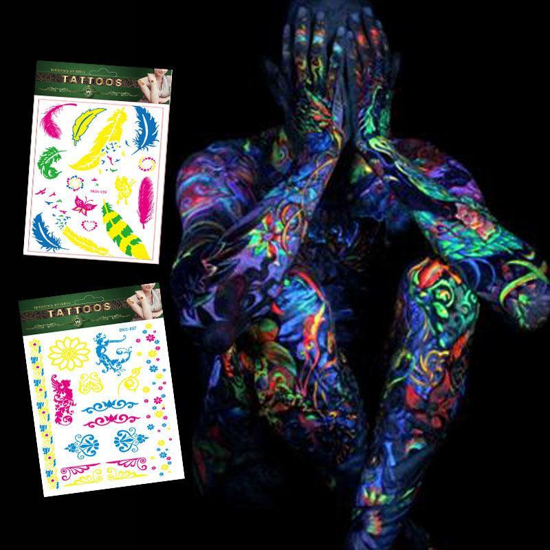 Luminescent Fluorescent Waterproof Tattoo Decals - StylinArts
