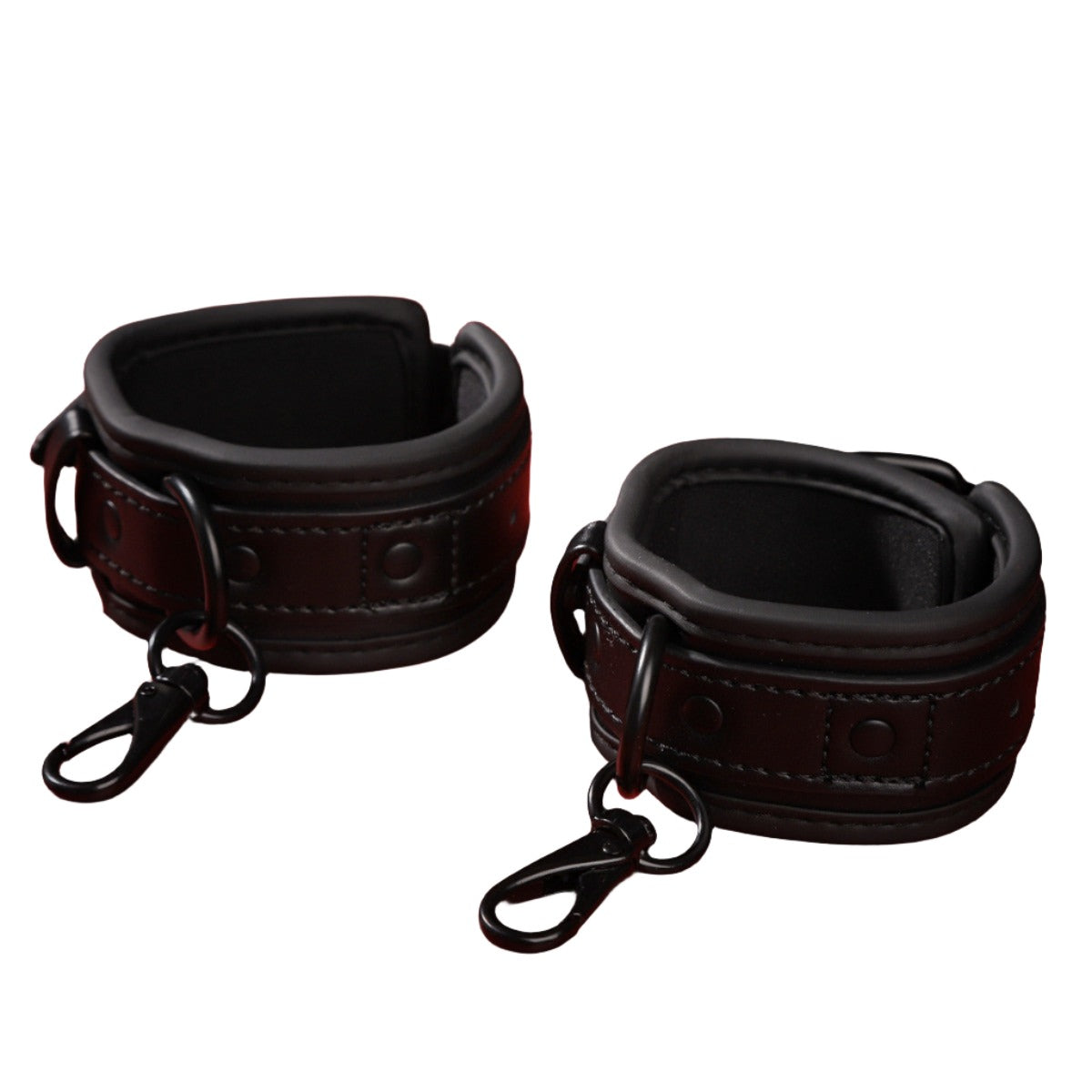 Luxe Noir Soft Leather Handcuffs-Suspender Belts-StylinArts