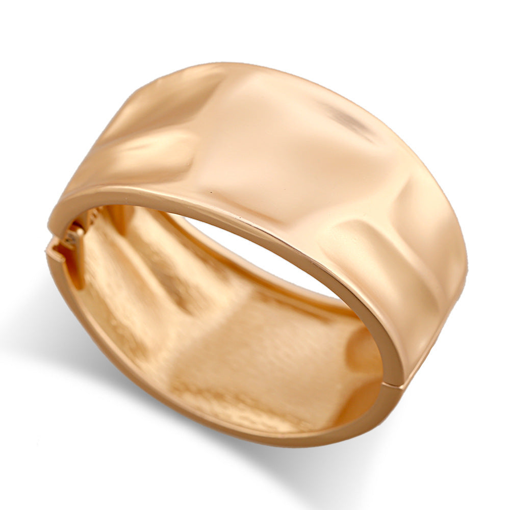 Brushed Metal Sculpted Cuff – Concave and Convex Statement Bracelet-Fashion Bracelets & Bangles-StylinArts