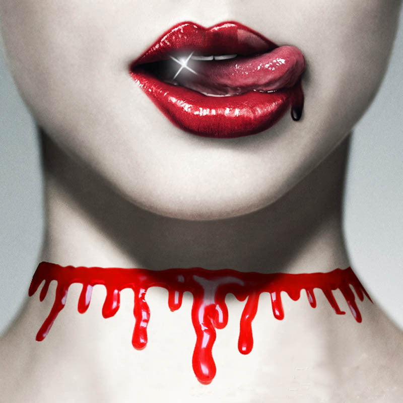 Blood Drip Gothic Choker – Bold Vampire-Inspired Fashion Accessory-Fashion Necklaces-StylinArts