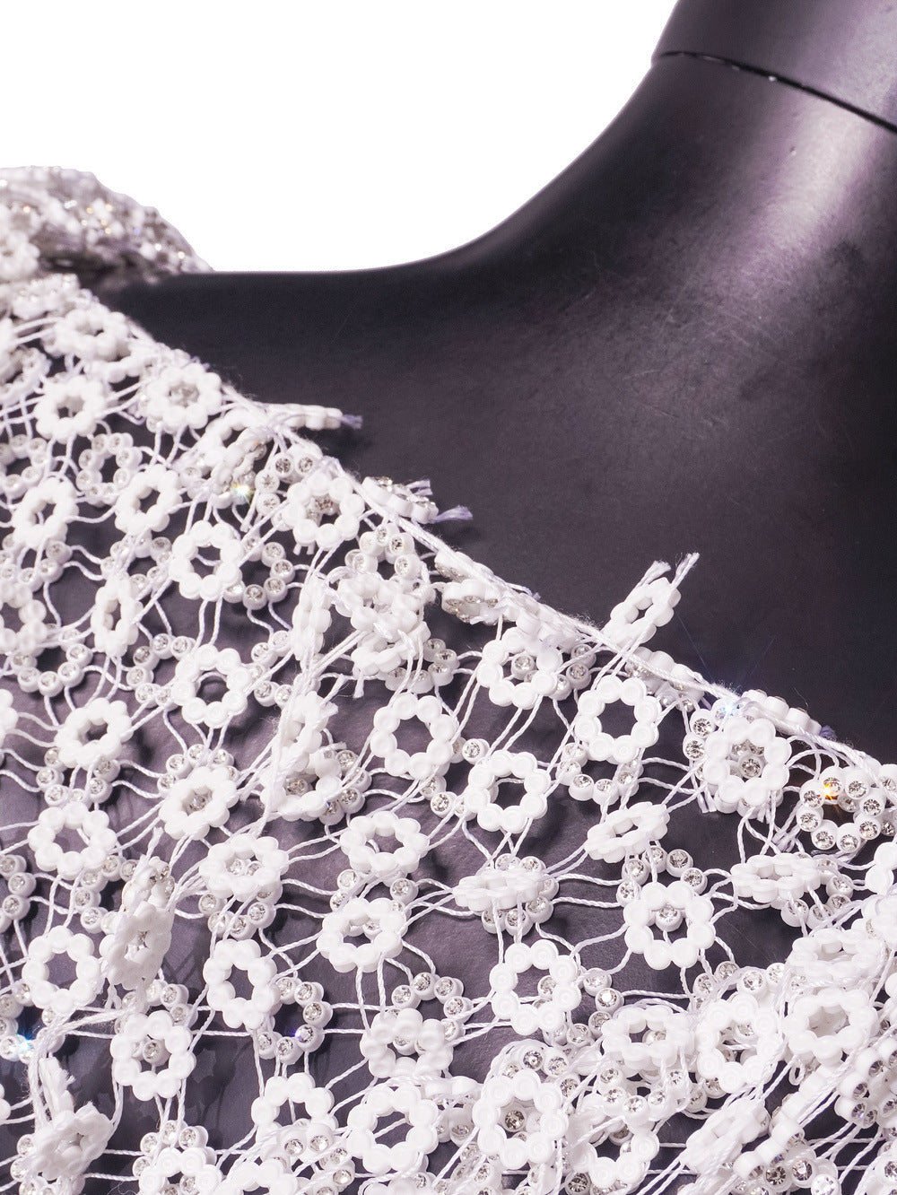 Crystal Enigma: Fishnet Rhinestone Hooded Elegance Dress-Cami Dress-StylinArts