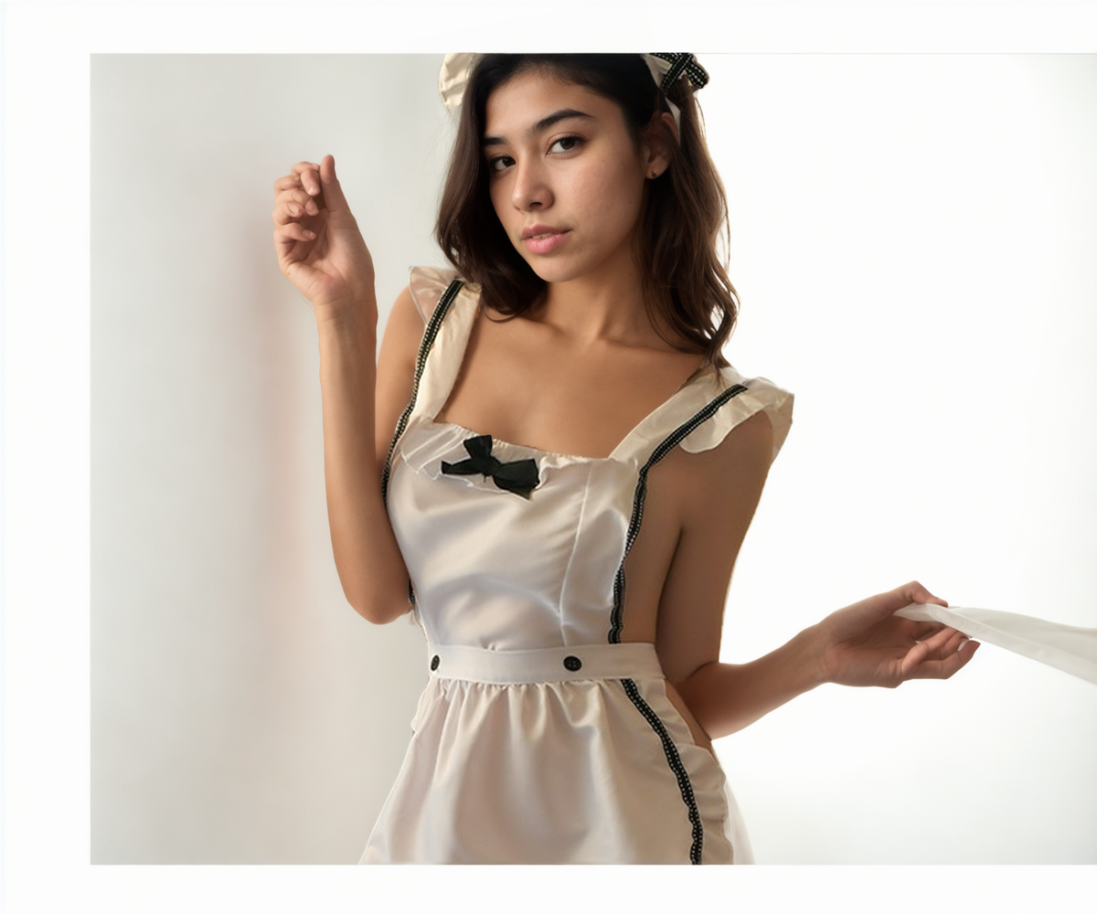 Elegant Maid Costume Dress with Accessories - StylinArts-Babydolls-StylinArts