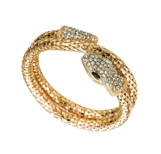 Glamorous Serpent: Rhinestone-Embellished Snake Bracelet-Fashion Bracelets & Bangles-StylinArts