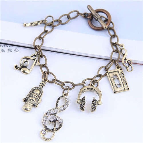 Music Element Alloy Bracelet-Fashion Bracelets & Bangles-StylinArts