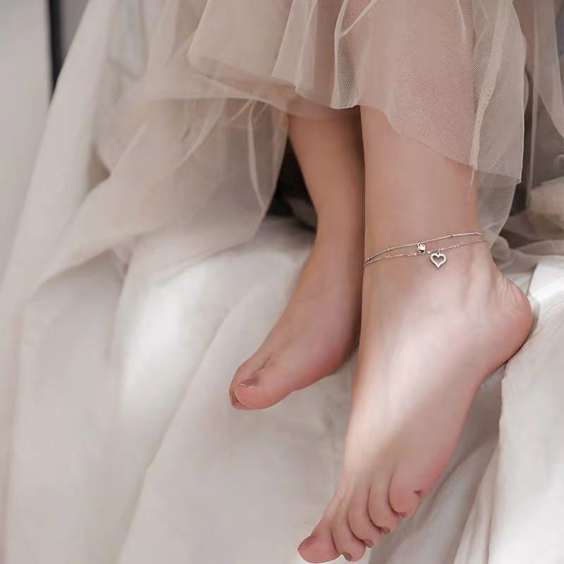 Double Layer Love Heart Anklet Bracelet-Fashion Bracelets & Bangles-StylinArts