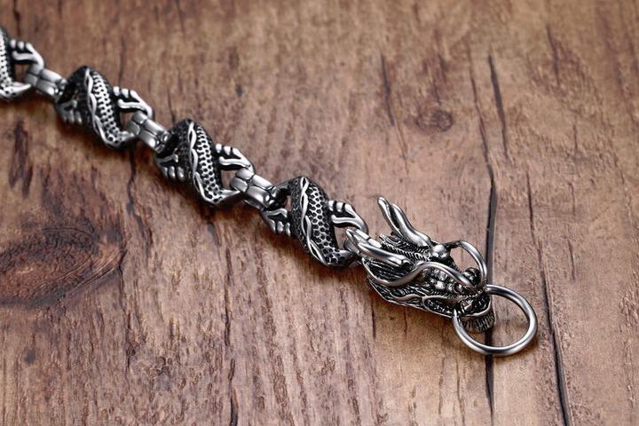 Dragon Link Stainless Steel Bracelet-Fashion Bracelets & Bangles-StylinArts