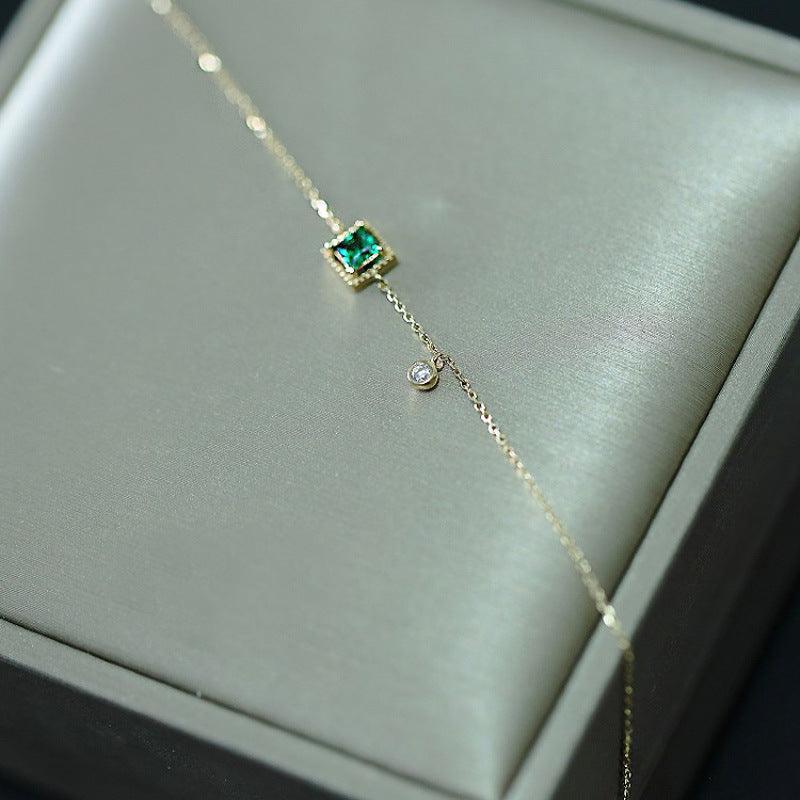 Emerald Crystal Chain Bracelet-Fashion Bracelets & Bangles-StylinArts