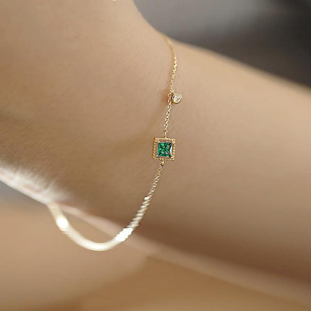 Emerald Crystal Chain Bracelet-Fashion Bracelets & Bangles-StylinArts