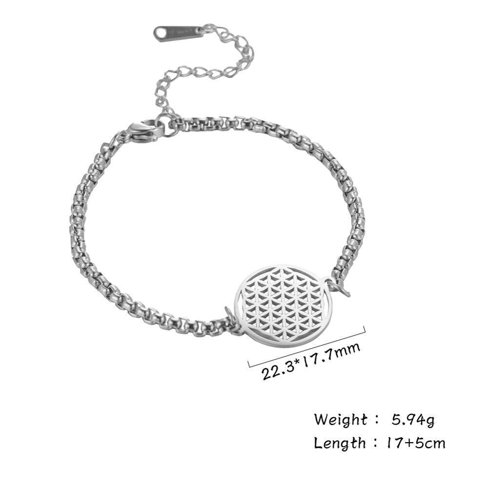 Flower of Life Round Stainless Steel Bracelet-Fashion Bracelets & Bangles-StylinArts