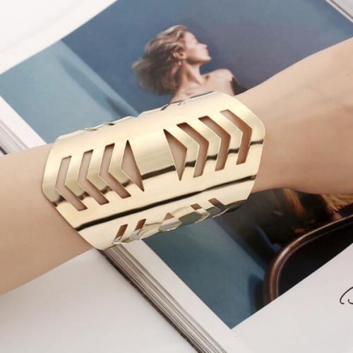 Golden Irregular Hollow Bangle-Fashion Bracelets & Bangles-StylinArts