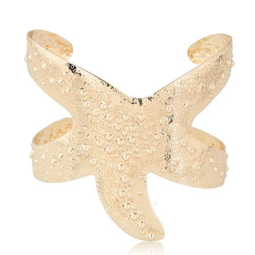 Golden Starfish High Fashion Bangle-Fashion Bracelets & Bangles-StylinArts