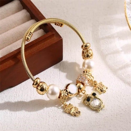 Midnight Owl & Turtle Charm Bracelet-Fashion Bracelets & Bangles-StylinArts