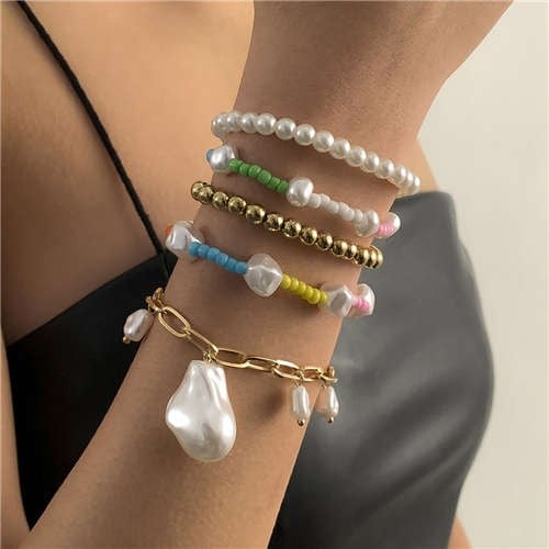 Ethnic Pearl & Bead Multilayer Bracelet-Fashion Bracelets & Bangles-StylinArts