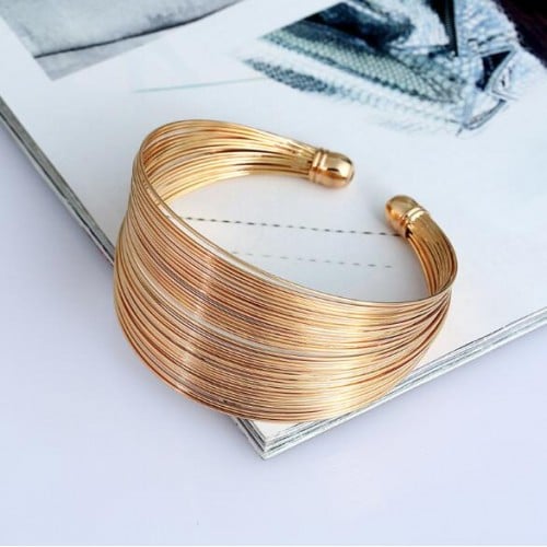 Wide Wire Alloy Fashion Bangle-Fashion Bracelets & Bangles-StylinArts