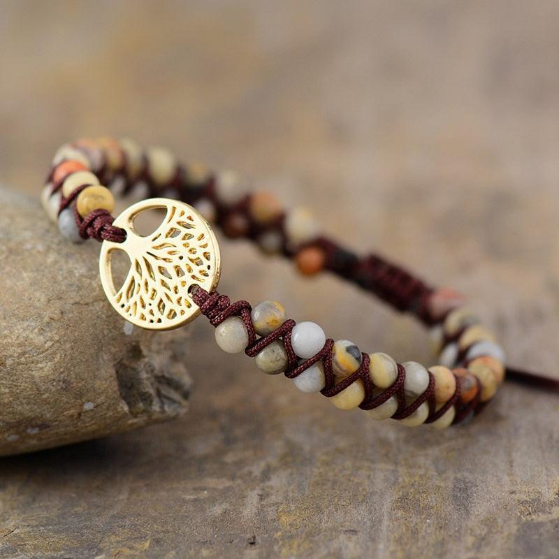 Tree Charm Bracelets African Japser String Braided Bracelets-Fashion Bracelets & Bangles-StylinArts