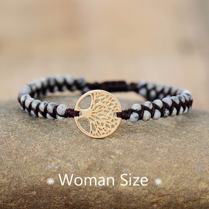 Tree Charm Bracelets African Japser String Braided Bracelets-Fashion Bracelets & Bangles-StylinArts