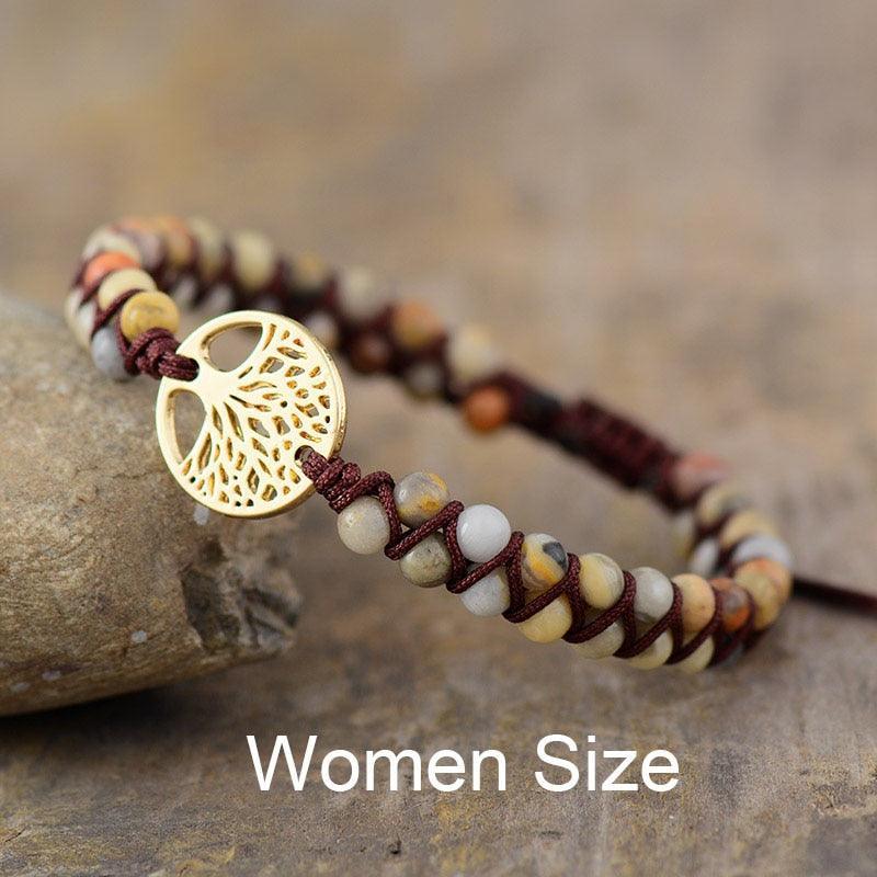 Tree Charm Bracelets African Japser String Braided Bracelets-Fashion Bracelets & Bangles-StylinArts