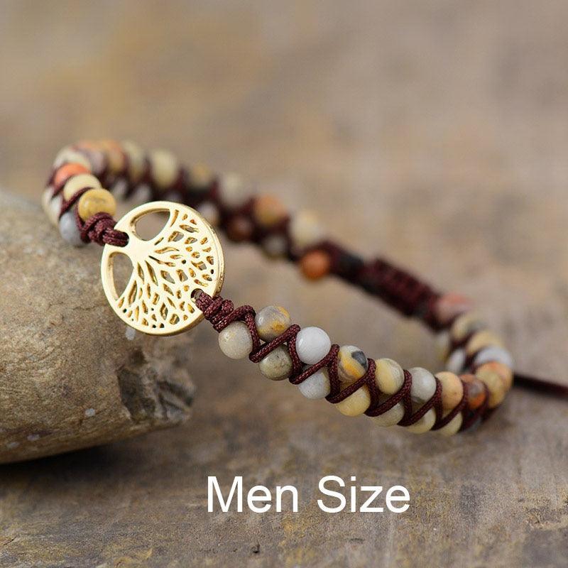 Tree Charm Bracelets African Japser String Braided Bracelets-Fashion Bracelets & Bangles-StylinArts