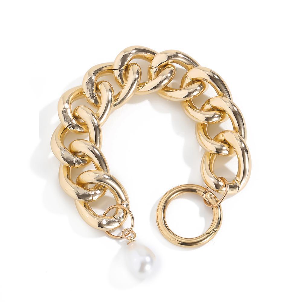 Chain Bracelet with Pearl Pendant-Fashion Bracelets & Bangles-StylinArts