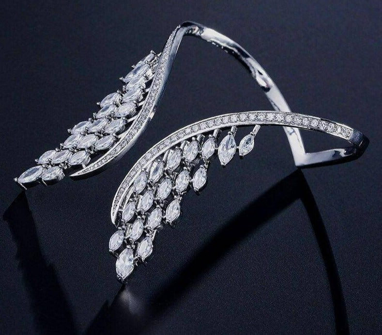 Luxury Cubic Angle Wings Cuff Bracelet-Fashion Bracelets & Bangles-StylinArts