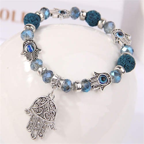 Enchanted Hands & Azure Beads Bracelet-Fashion Bracelets & Bangles-StylinArts