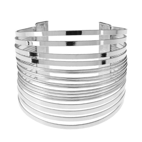 Silver Chunky Multilayer Bracelet-Fashion Bracelets & Bangles-StylinArts