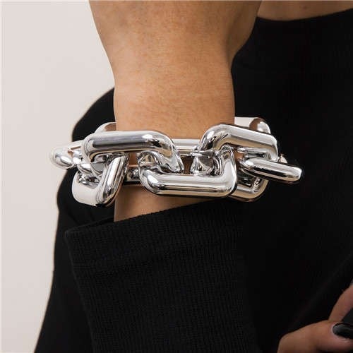 Silver Punk Thick Chain Bracelet-Fashion Bracelets & Bangles-StylinArts