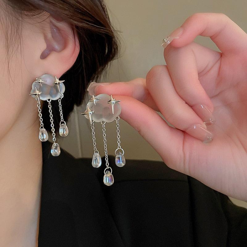 Geometric Clouds Water Drop Earrings-Fashion Earrings-StylinArts