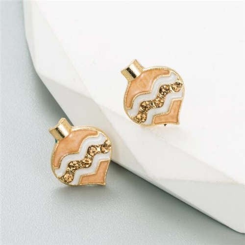 Coffee Mocha Heart Glaze Earrings-Fashion Earrings-StylinArts