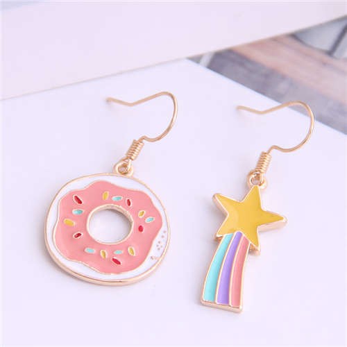 Cute Doughnut Rainbow Earrings-Fashion Earrings-StylinArts