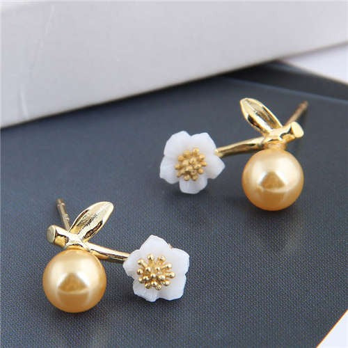 Golden Plum Blossom Earrings-Fashion Earrings-StylinArts