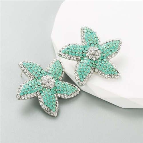 Green Emerald Starfish Shine Earrings-Fashion Earrings-StylinArts