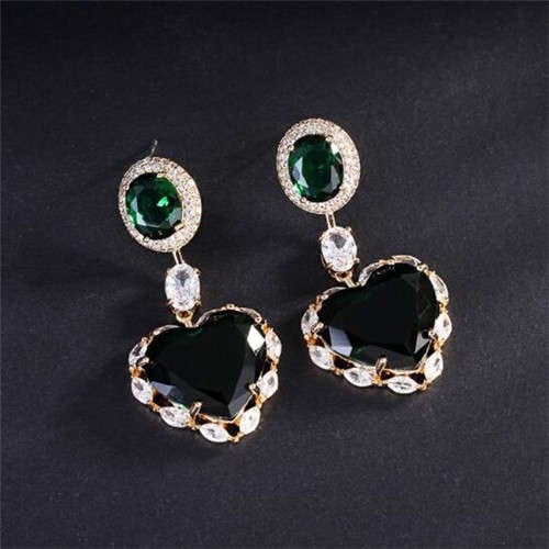 Green Verdant Heart Whisper Earrings-Fashion Earrings-StylinArts