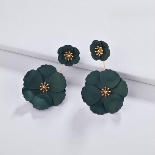 Ink Green Botanical Boho Blooms Earrings-Fashion Earrings-StylinArts