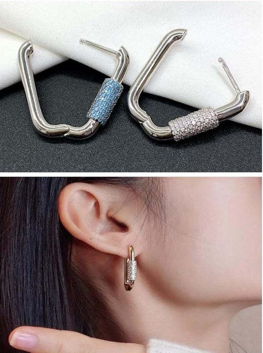 Orange Lock Hoops-Fashion Earrings-StylinArts