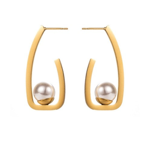 Pearl Dot Geometry Earrings-Fashion Earrings-StylinArts