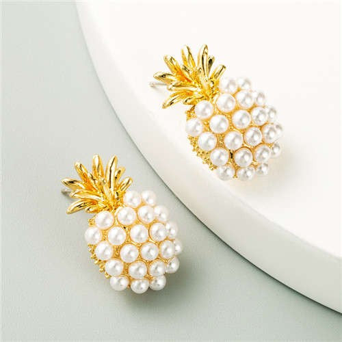 Pineapple Pearl Studs-Fashion Earrings-StylinArts