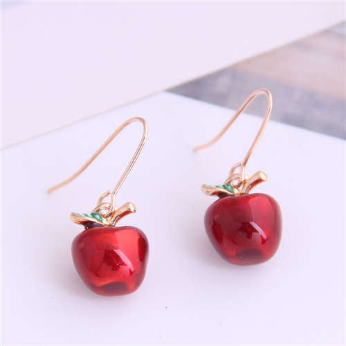 Red Apple Unique Earrings-Fashion Earrings-StylinArts