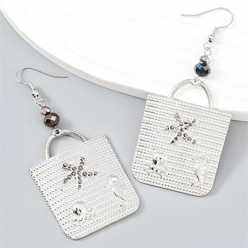 Silver Sophisticate Handbag Dangle-Fashion Earrings-StylinArts