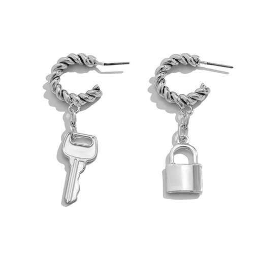 Silver Twist of Fate C Shape Earrings-Fashion Earrings-StylinArts