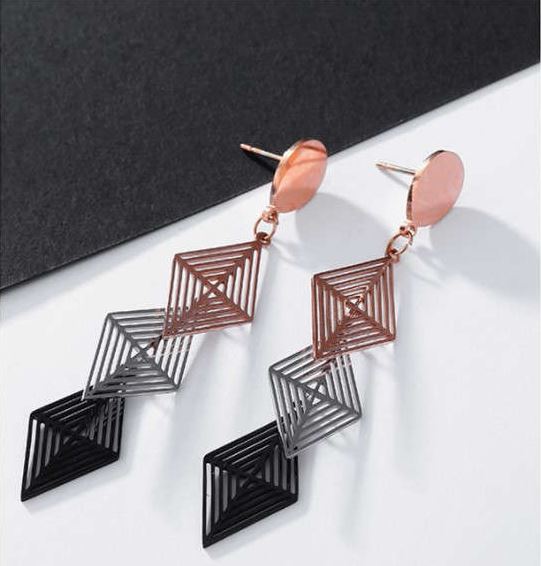Triple Rhombus Strand Earrings-Fashion Earrings-StylinArts