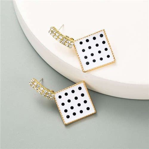 White Square Glaze Studs-Fashion Earrings-StylinArts
