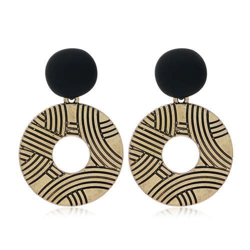 Vintage Wave Engraved Hoops-Fashion Earrings-StylinArts